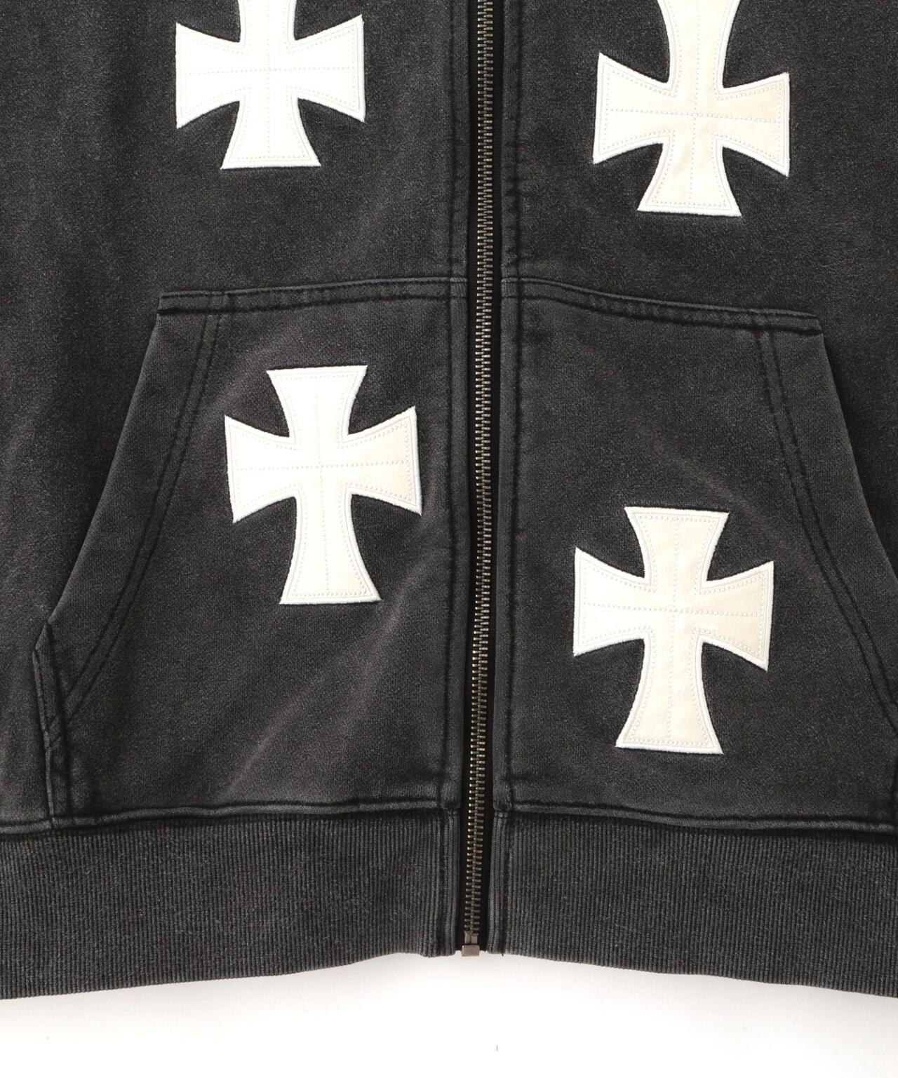 UNKNOWNLONDON/アンノウンロンドン/【LHP限定】皮革十字拉鍊連帽衛衣