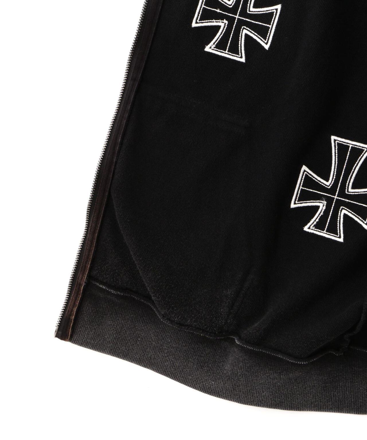 UNKNOWNLONDON/アンノウンロンドン/【LHP限定】皮革十字拉鍊連帽衛衣