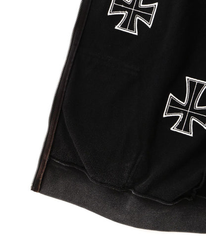 UNKNOWNLONDON/アンノウンロンドン/【LHP限定】皮革十字拉鍊連帽衛衣
