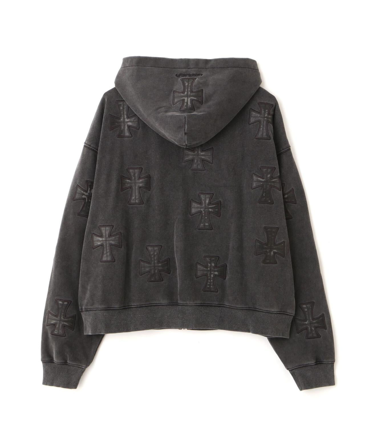 UNKNOWNLONDON/アンノウンロンドン/【LHP限定】皮革十字拉鍊連帽衛衣