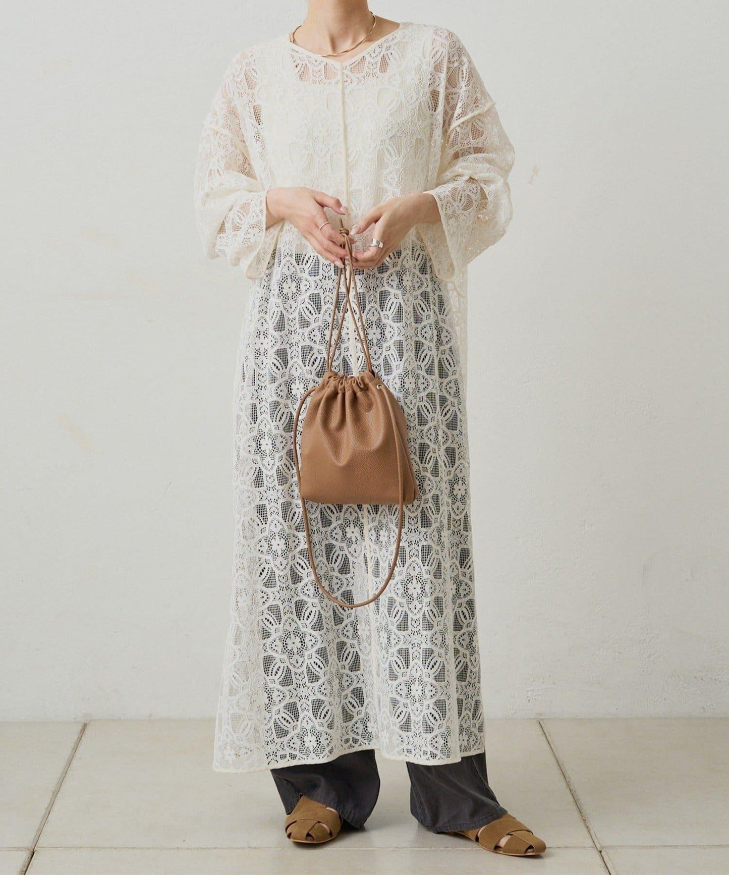 【PUAL CE CIN】雙面風格蕾絲連衣裙