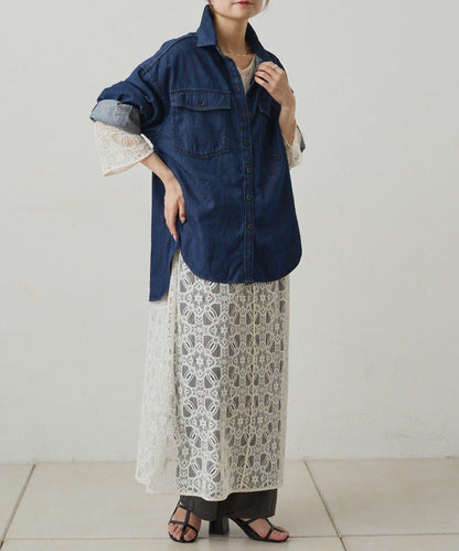 【PUAL CE CIN】雙面風格蕾絲連衣裙