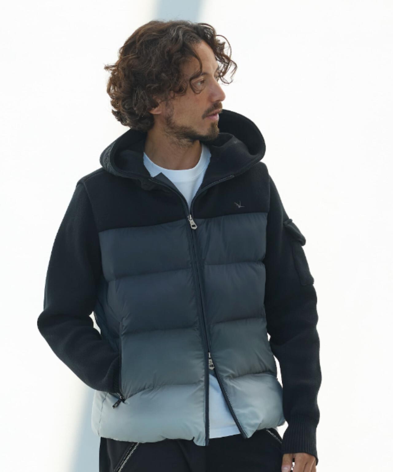 1PIU1UGUALE3 RELAX/漸變針織拼接加棉夾克