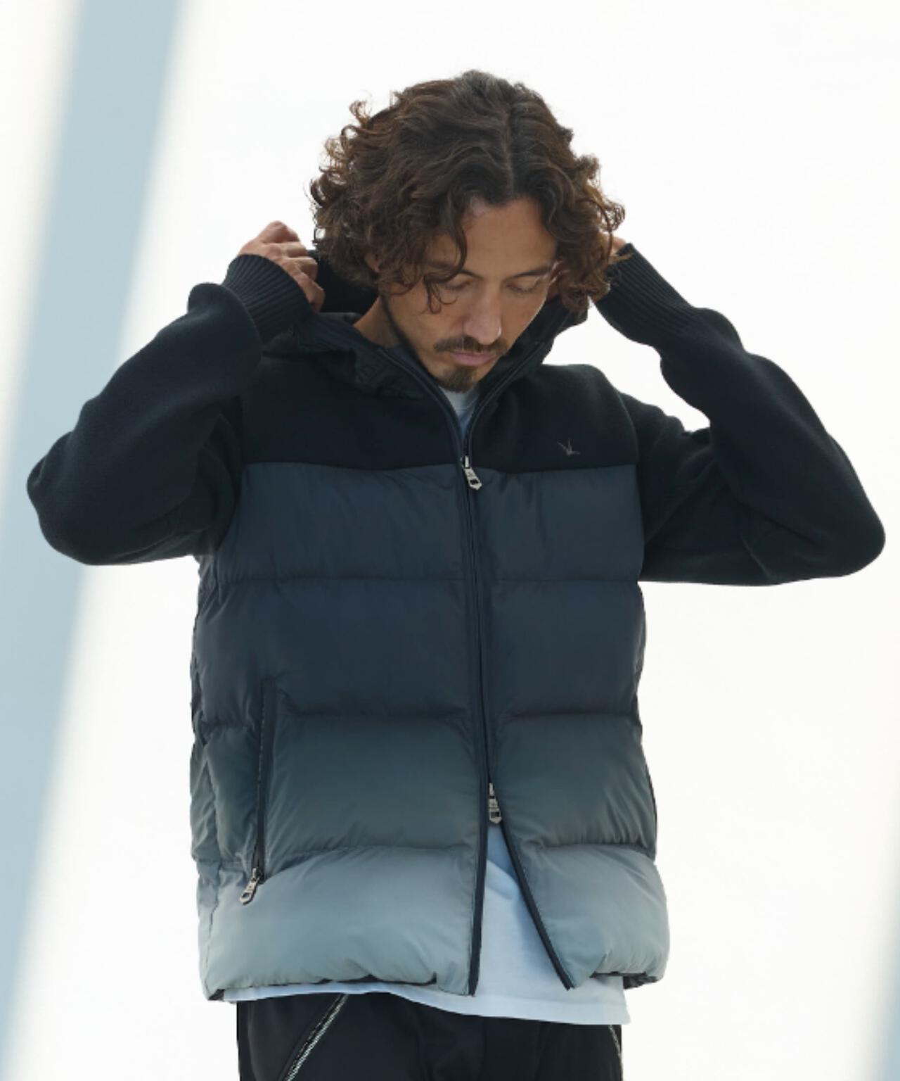 1PIU1UGUALE3 RELAX/漸變針織拼接加棉夾克