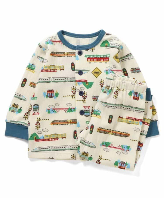 電車圖案針織絎縫睡衣