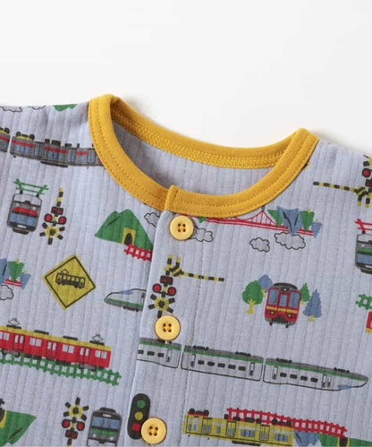 電車圖案針織絎縫睡衣
