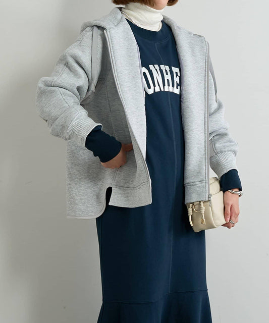 大人休閒風格◎仿麂皮拼接中棉連帽夾克
