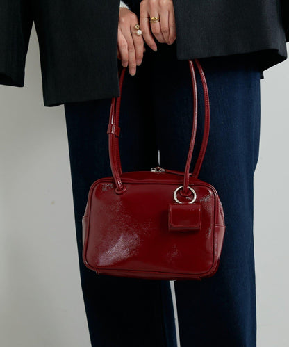 【cache cache】漆皮中號波士頓包