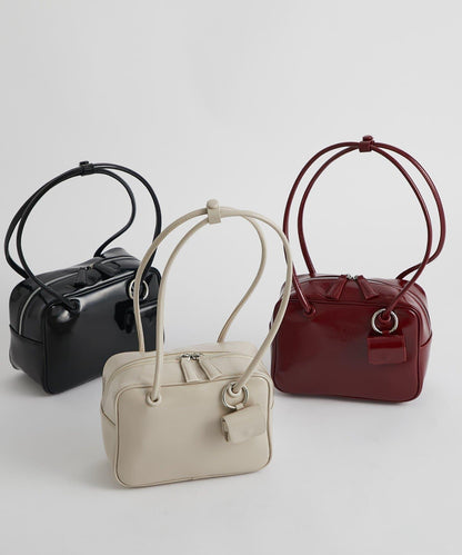 【cache cache】漆皮中號波士頓包