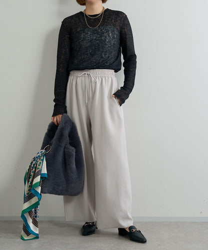 《オンオフ選ばず活躍》桑蠶絲雪紡弧形裁剪長褲