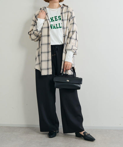 《オンオフ選ばず活躍》桑蠶絲雪紡弧形裁剪長褲