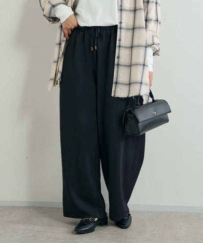 《オンオフ選ばず活躍》桑蠶絲雪紡弧形裁剪長褲