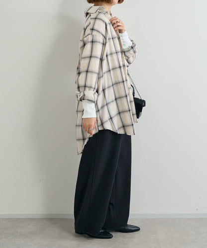 《オンオフ選ばず活躍》桑蠶絲雪紡弧形裁剪長褲