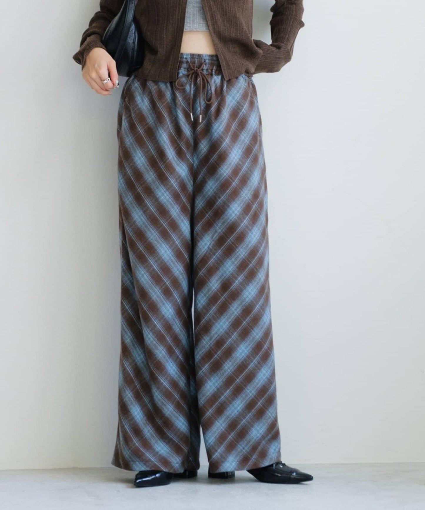 【Kastane】法蘭絨格子休閒褲