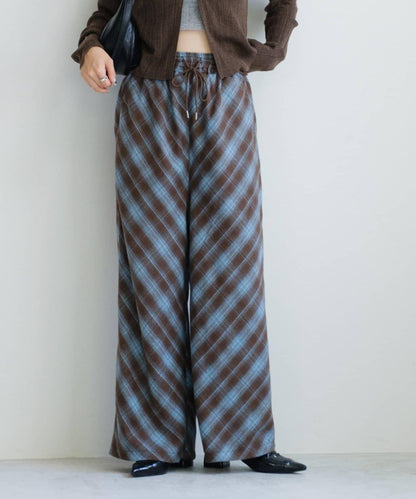 【Kastane】法蘭絨格子休閒褲