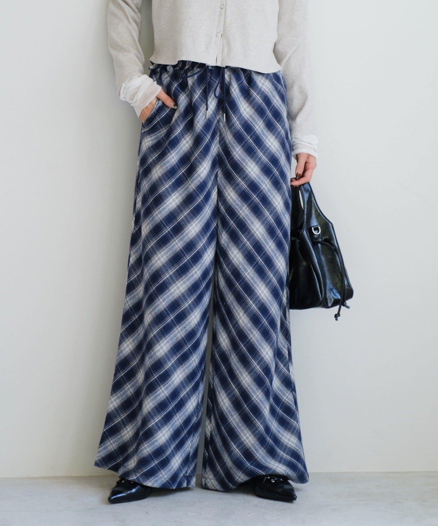 【Kastane】法蘭絨格子休閒褲