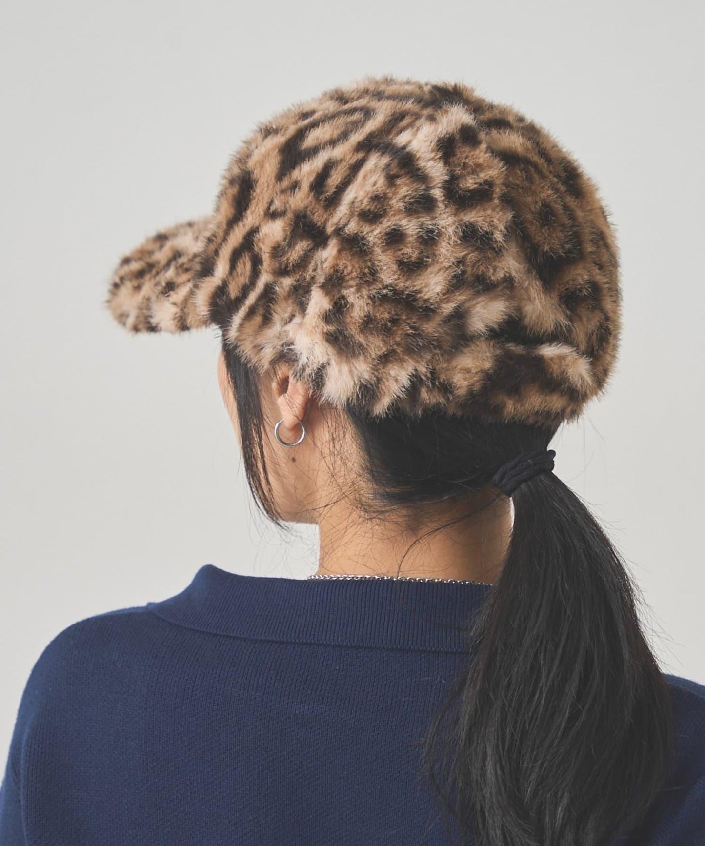 豹紋仿毛棒球帽