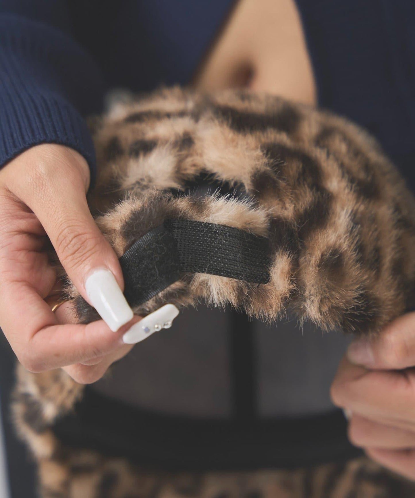 豹紋仿毛棒球帽