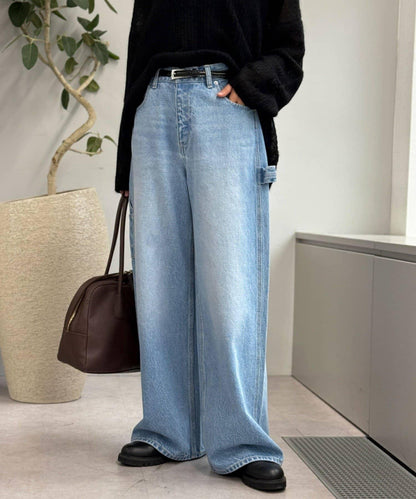 【MONN.:.(モン)】寬鬆工裝牛仔褲