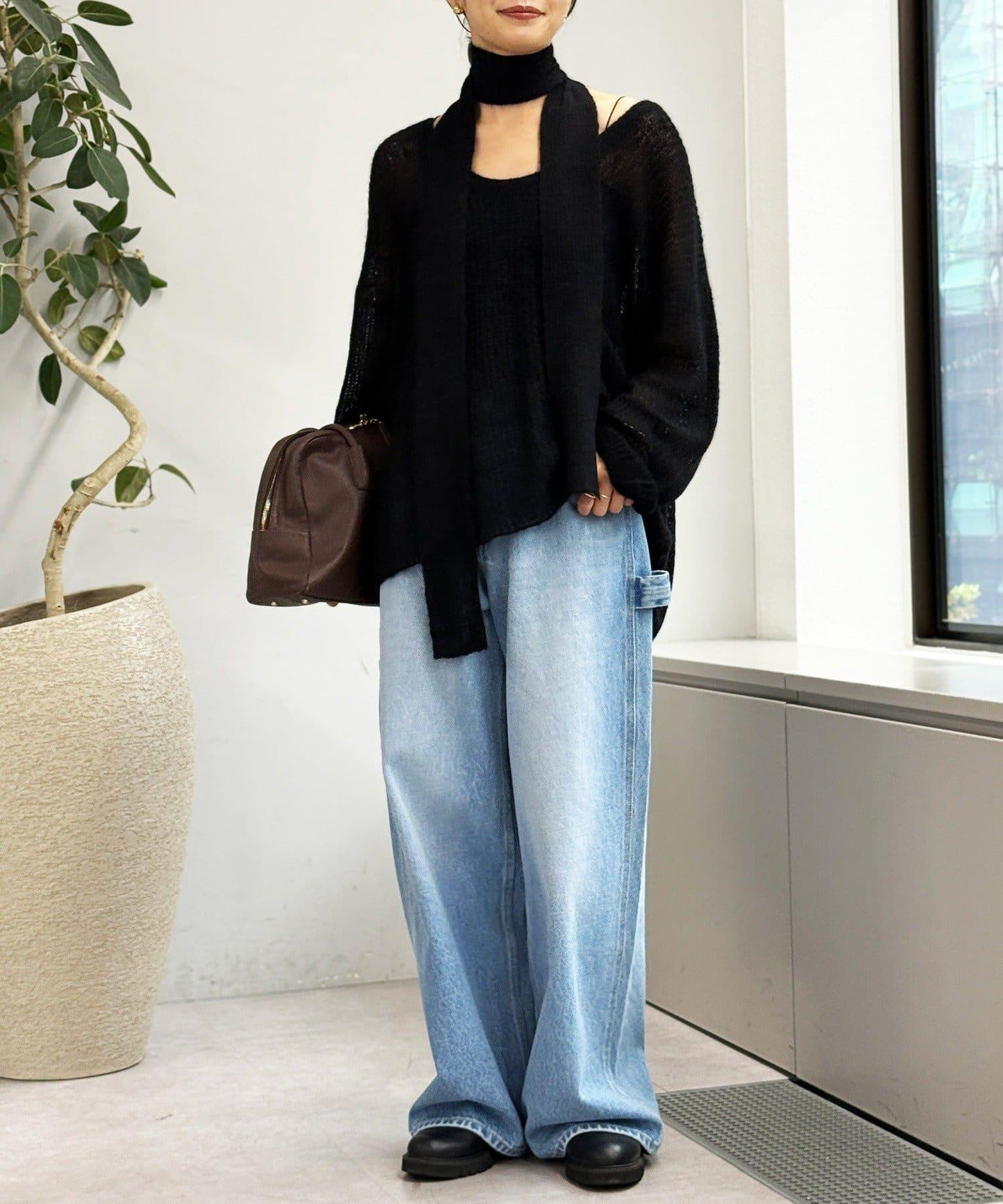 【MONN.:.(モン)】寬鬆工裝牛仔褲