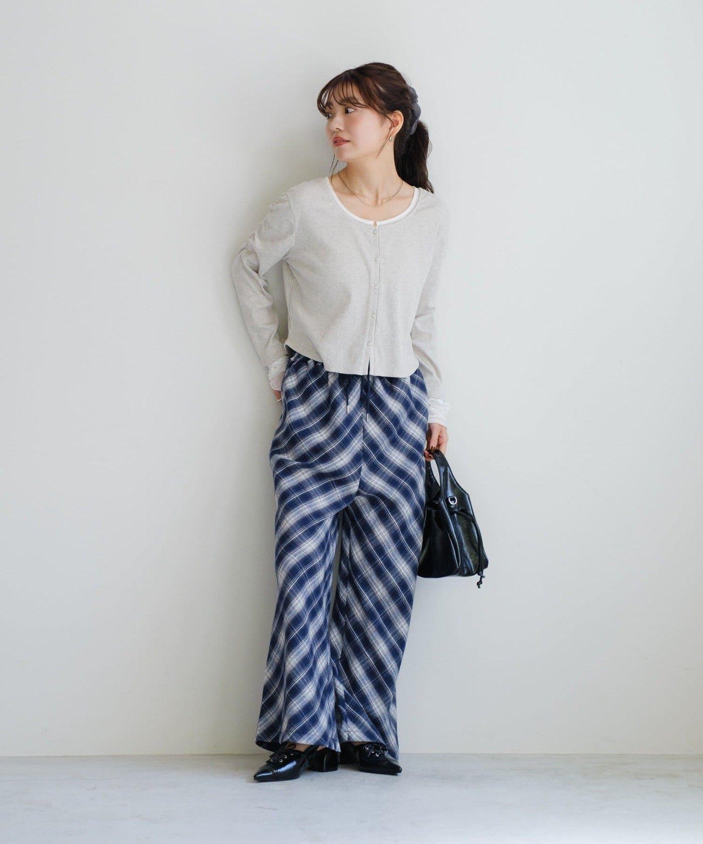 【Kastane】法蘭絨格子休閒褲