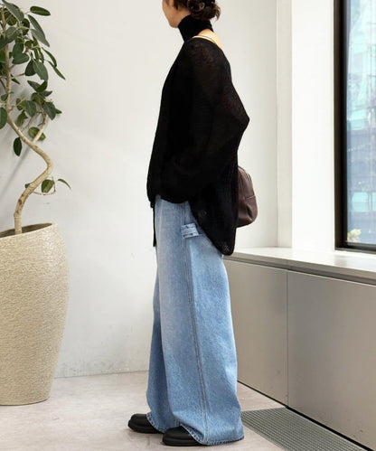 【MONN.:.(モン)】寬鬆工裝牛仔褲