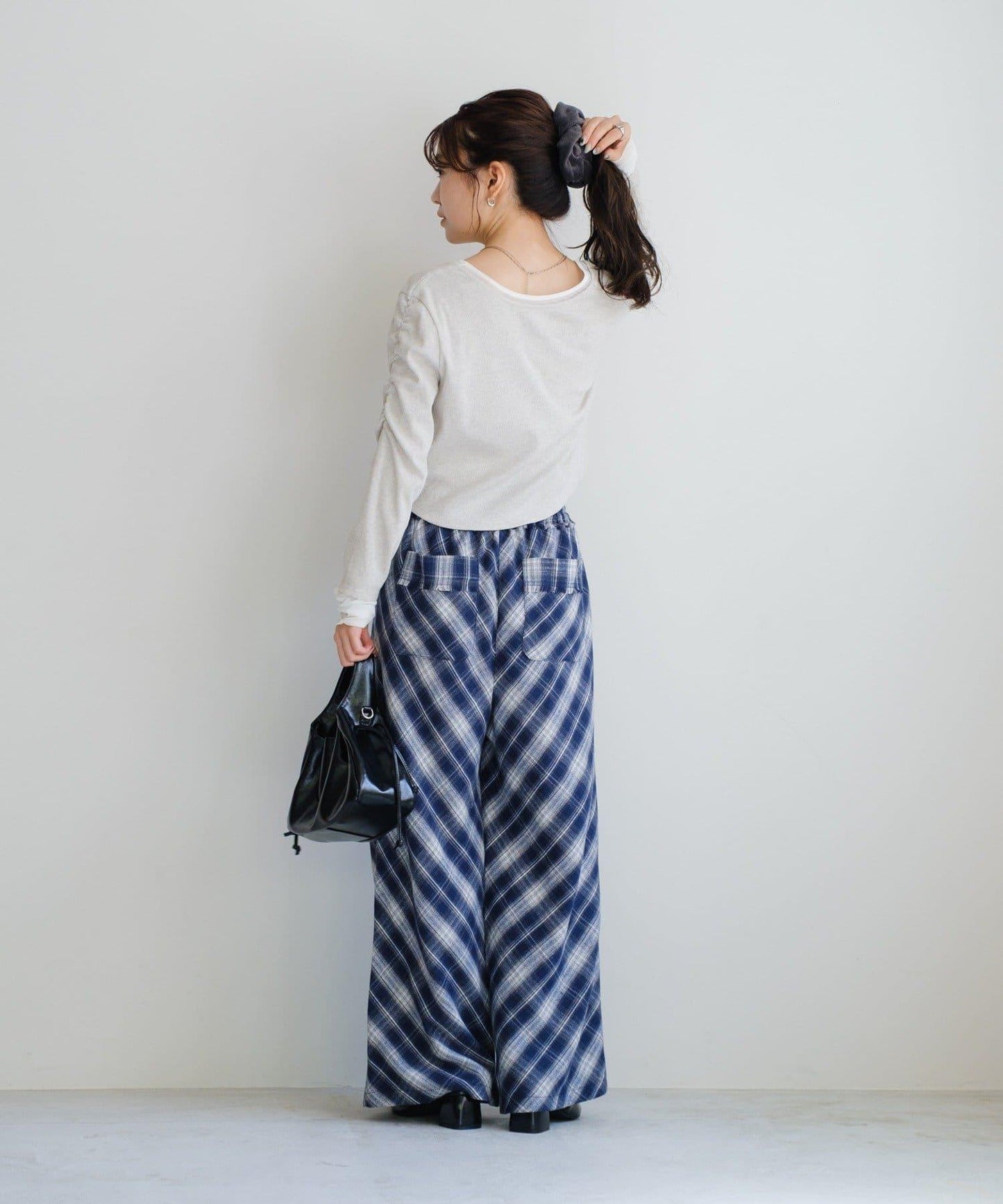 【Kastane】法蘭絨格子休閒褲