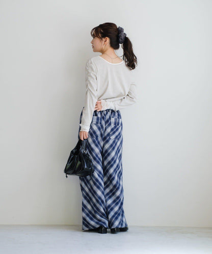 【Kastane】法蘭絨格子休閒褲