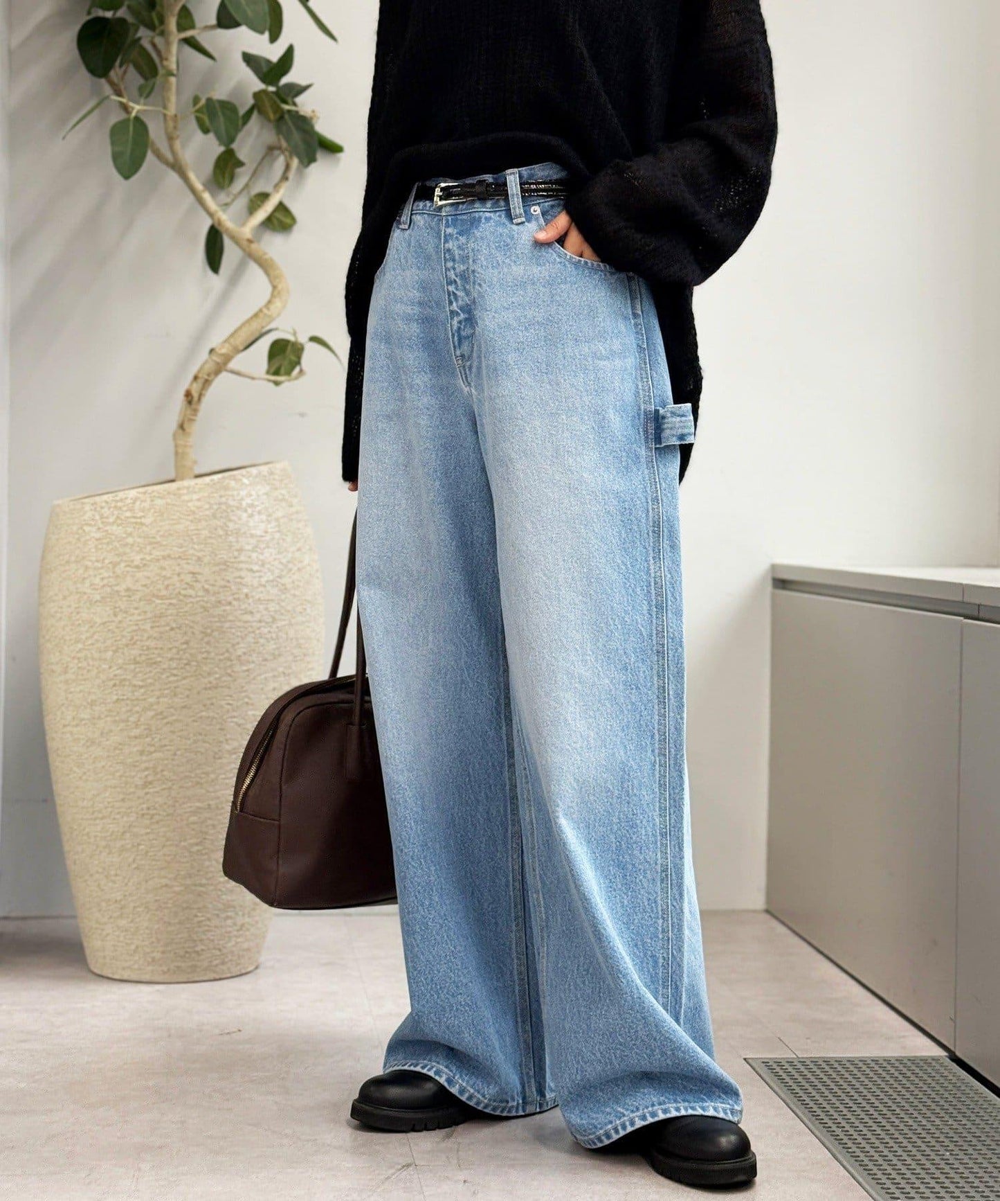 【MONN.:.(モン)】寬鬆工裝牛仔褲