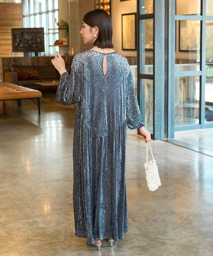 歐泊小花圖案拼接連衣裙（禮服）