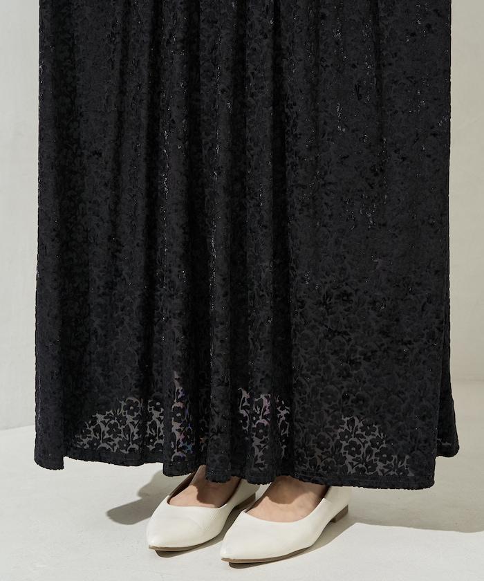 歐泊小花圖案拼接連衣裙（禮服）