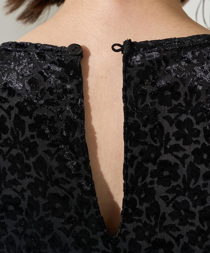 歐泊小花圖案拼接連衣裙（禮服）