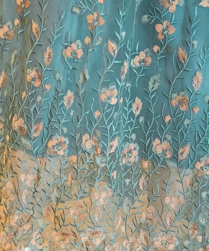 蕾絲刺繡花卉圖案連衣裙禮服