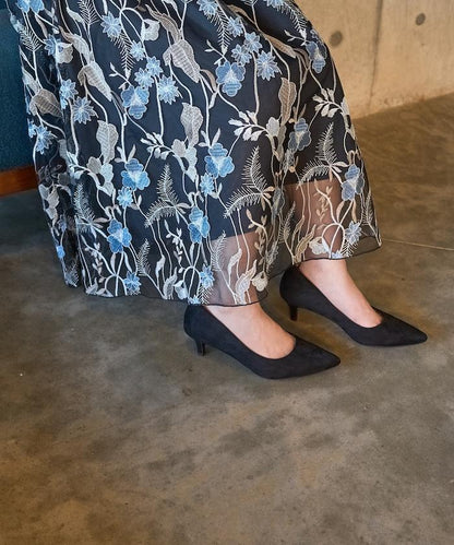 蕾絲刺繡花卉圖案連衣裙禮服
