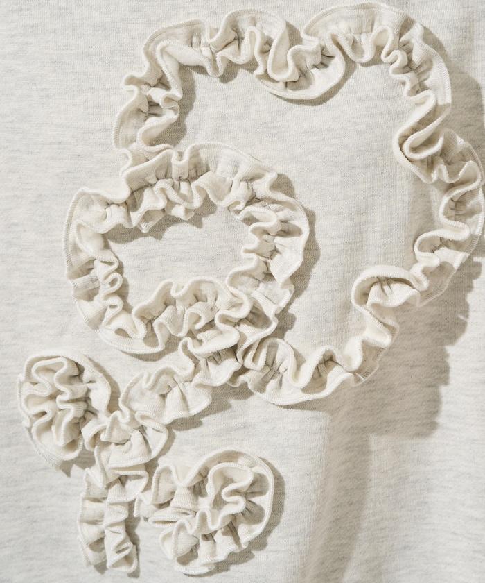花朵荷葉邊刺繡加絨衛衣