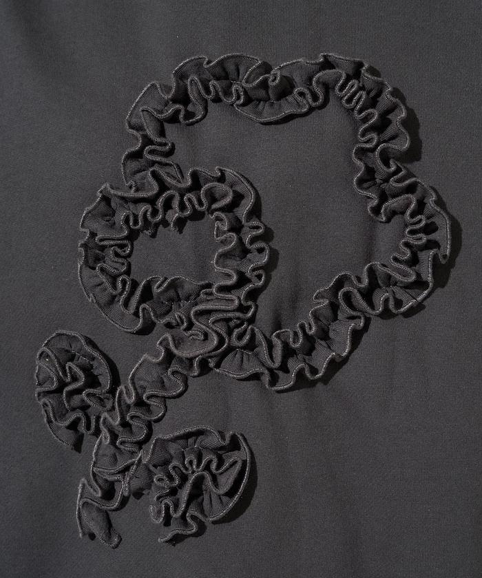 花朵荷葉邊刺繡加絨衛衣