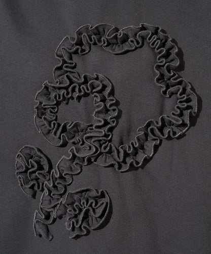 花朵荷葉邊刺繡加絨衛衣