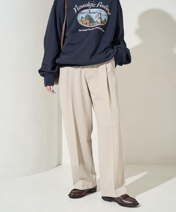 褶皺直筒褲（西裝褲）