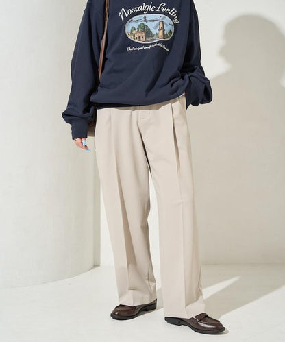 褶皺直筒褲（西裝褲）