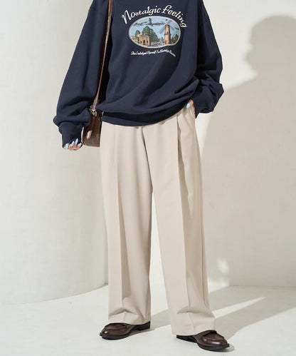 褶皺直筒褲（西裝褲）