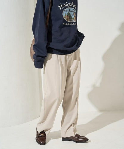 褶皺直筒褲（西裝褲）