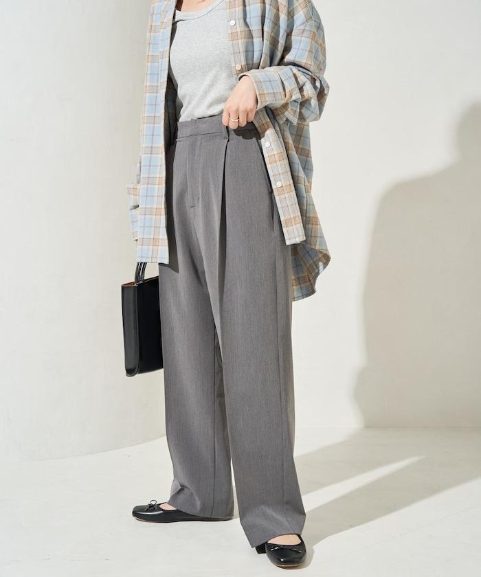 褶皺直筒褲（西裝褲）