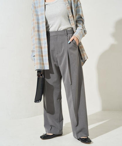 褶皺直筒褲（西裝褲）