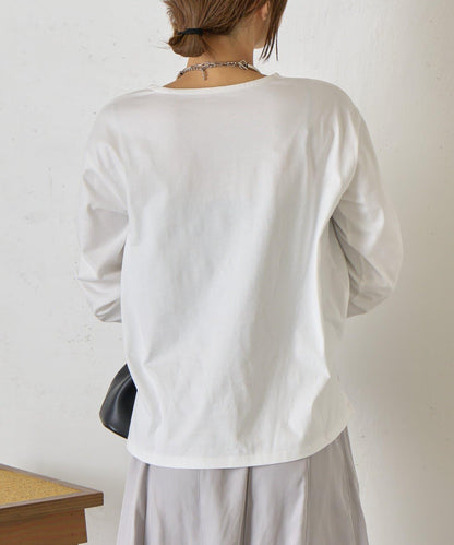 剪裁提花長袖T恤