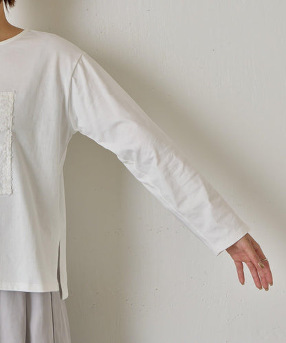 剪裁提花長袖T恤