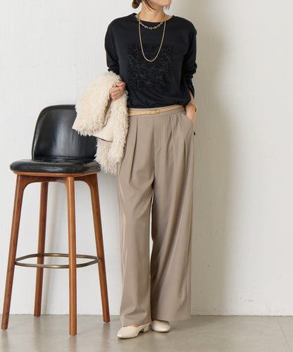 剪裁提花長袖T恤