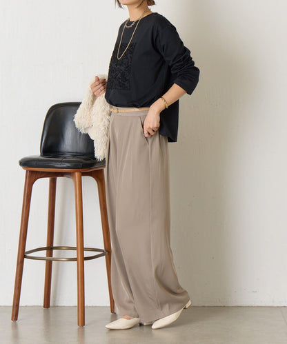 剪裁提花長袖T恤