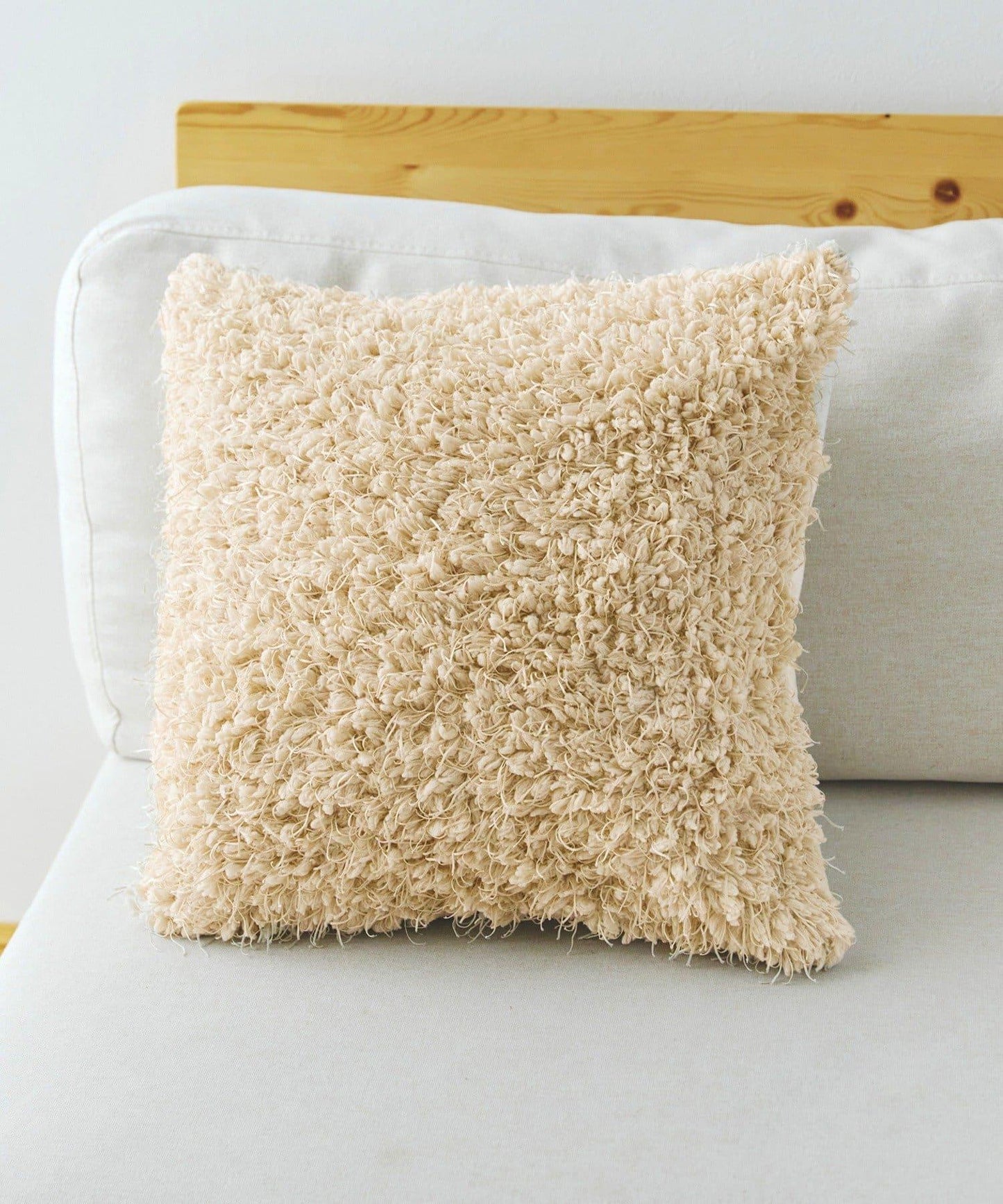 ミックスボアクッションカバー:45×45cm/チェックとモコモコ