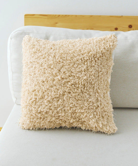 ミックスボアクッションカバー:45×45cm/チェックとモコモコ