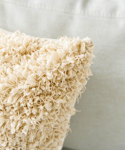 ミックスボアクッションカバー:45×45cm/チェックとモコモコ